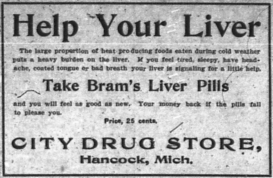 Newspaper ad - <i>The Daily Mining Gazette</i>, 08 Jan 1905